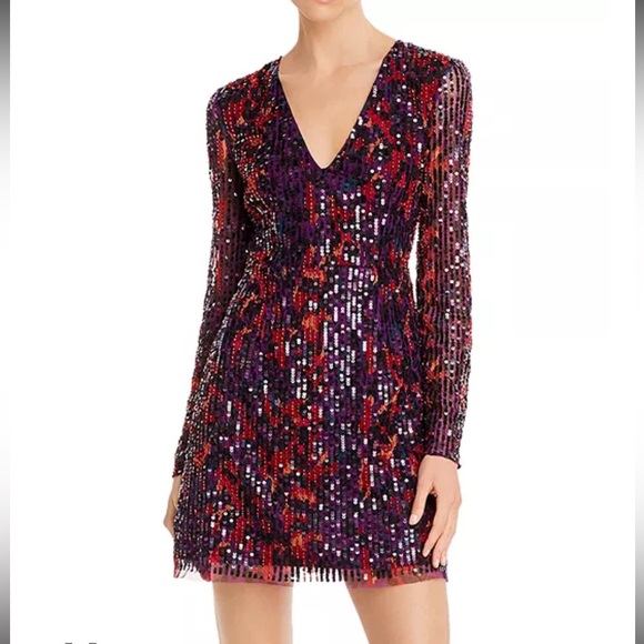 purple sparkly dress long sleeve Elegant Light Purple Sequin Evening Gown with Flowing Cape Sleeves main image 1